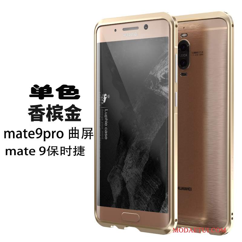 Futerał Huawei Mate 9 Pro Metal Granica Złoto, Etui Huawei Mate 9 Pro Ochraniacz Na Telefon