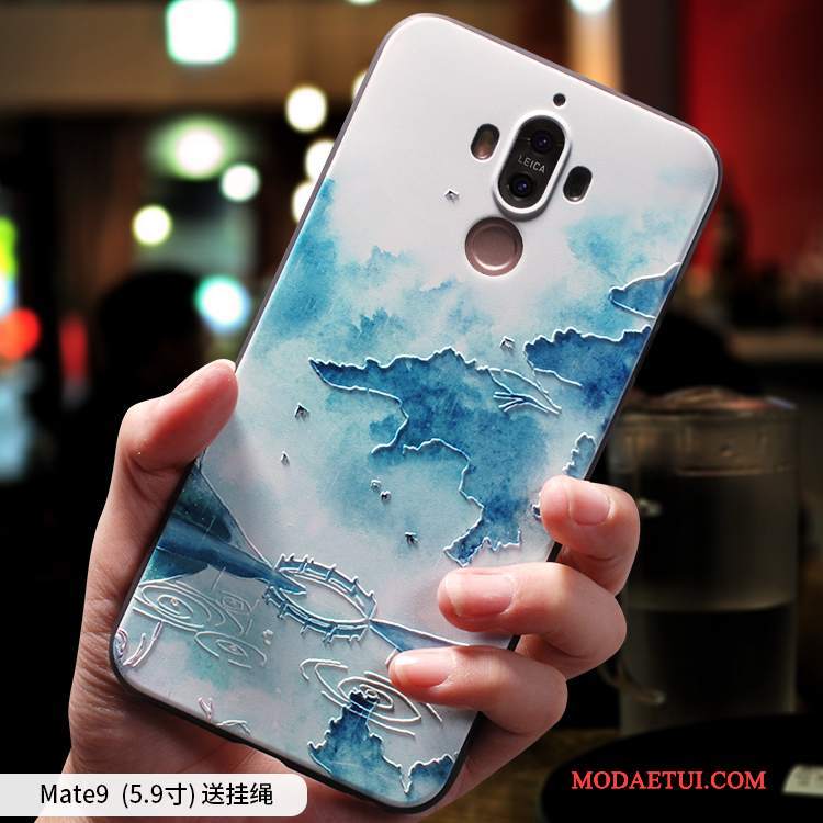 Futerał Huawei Mate 9 Silikonowe Chiński Styl Anti-fall, Etui Huawei Mate 9 Miękki Na Telefon Jasny Niebieski