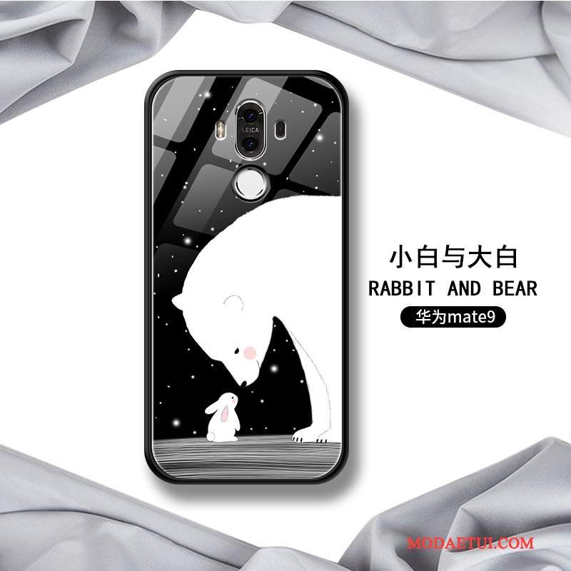 Futerał Huawei Mate 9 Silikonowe Na Telefon Anti-fall, Etui Huawei Mate 9 Kreatywne Szkło Hartowane Czarny