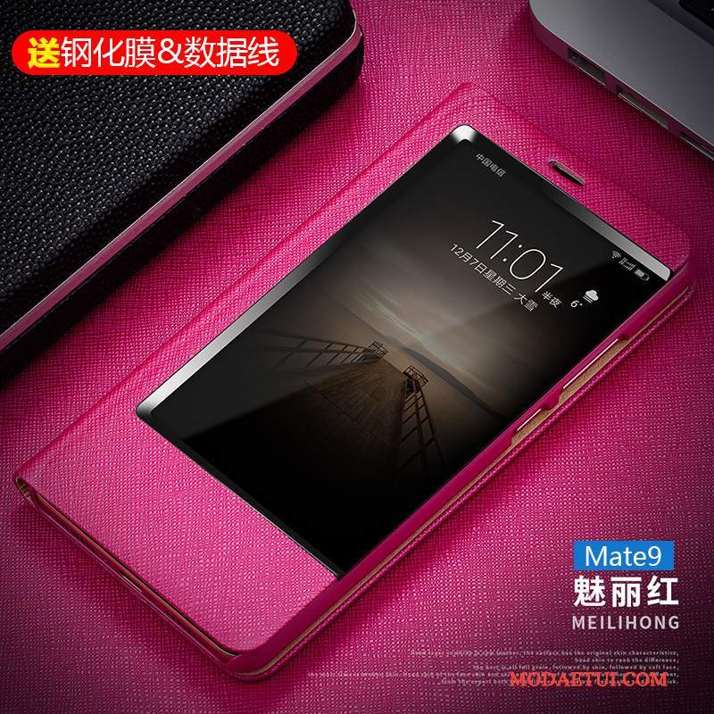 Futerał Huawei Mate 9 Skóra Biznes Anti-fall, Etui Huawei Mate 9 Pokrowce Różowena Telefon