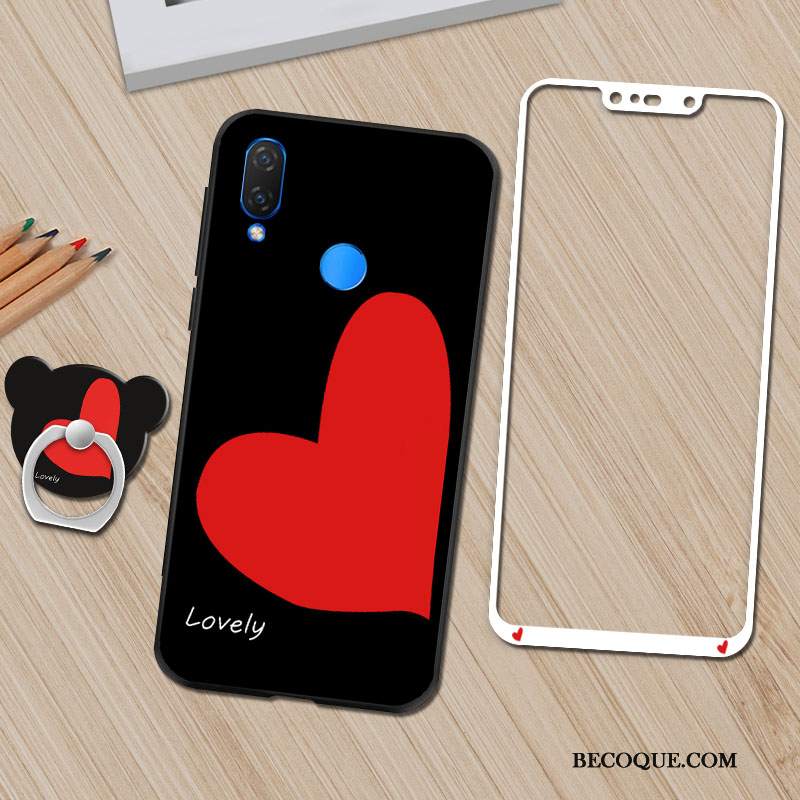 Futerał Huawei P Smart+ Miękki Tendencja Filmy, Etui Huawei P Smart+ Wspornik Czarny Szkło Hartowane