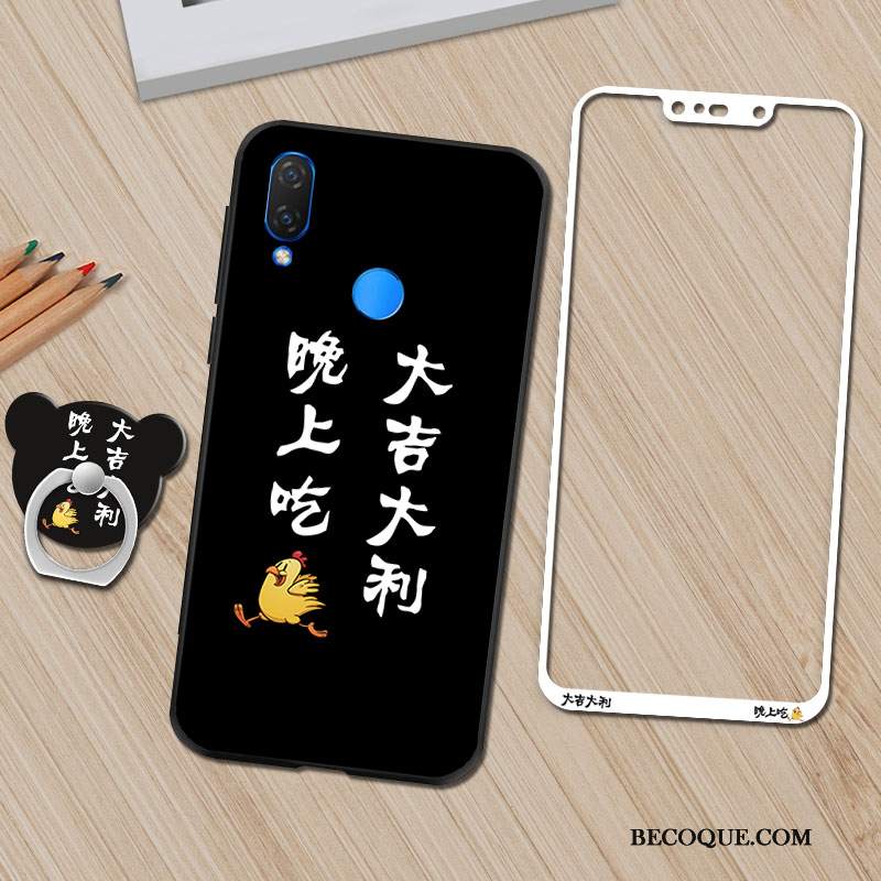 Futerał Huawei P Smart+ Miękki Tendencja Filmy, Etui Huawei P Smart+ Wspornik Czarny Szkło Hartowane