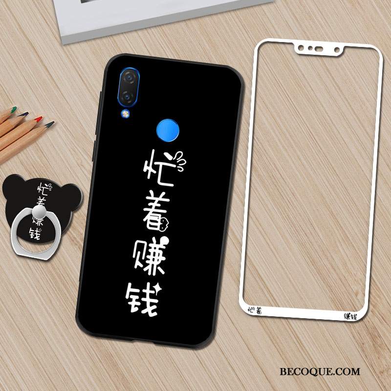 Futerał Huawei P Smart+ Miękki Tendencja Filmy, Etui Huawei P Smart+ Wspornik Czarny Szkło Hartowane