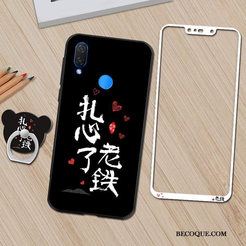 Futerał Huawei P Smart+ Miękki Tendencja Filmy, Etui Huawei P Smart+ Wspornik Czarny Szkło Hartowane