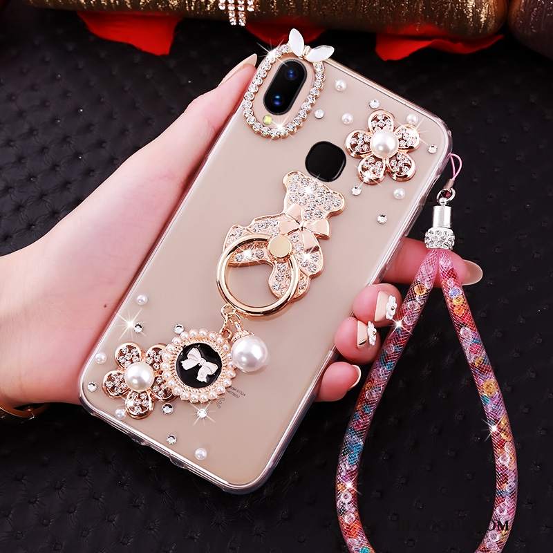 Futerał Huawei P Smart+ Ochraniacz Biały Ring, Etui Huawei P Smart+ Rhinestone Na Telefon