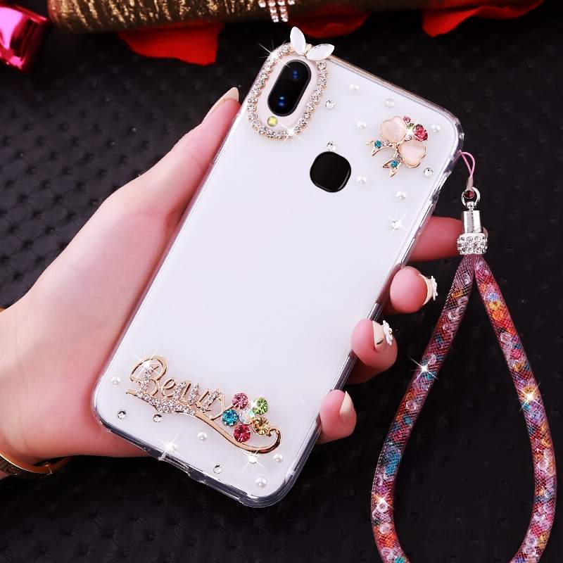 Futerał Huawei P Smart+ Ochraniacz Biały Ring, Etui Huawei P Smart+ Rhinestone Na Telefon