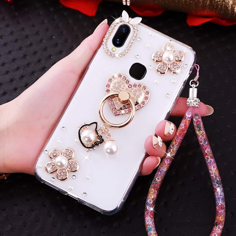 Futerał Huawei P Smart+ Ochraniacz Biały Ring, Etui Huawei P Smart+ Rhinestone Na Telefon