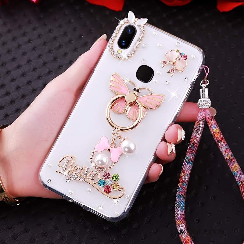 Futerał Huawei P Smart+ Ochraniacz Biały Ring, Etui Huawei P Smart+ Rhinestone Na Telefon