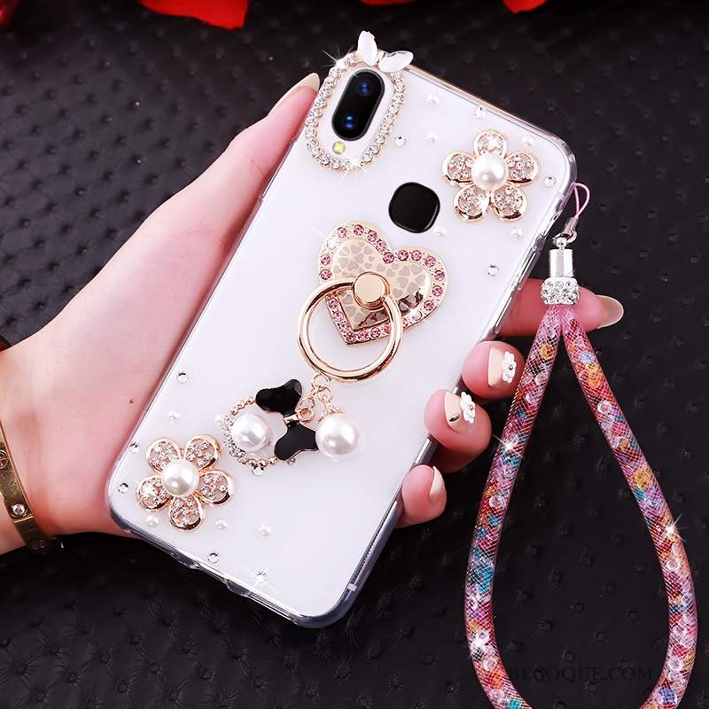 Futerał Huawei P Smart+ Ochraniacz Biały Ring, Etui Huawei P Smart+ Rhinestone Na Telefon