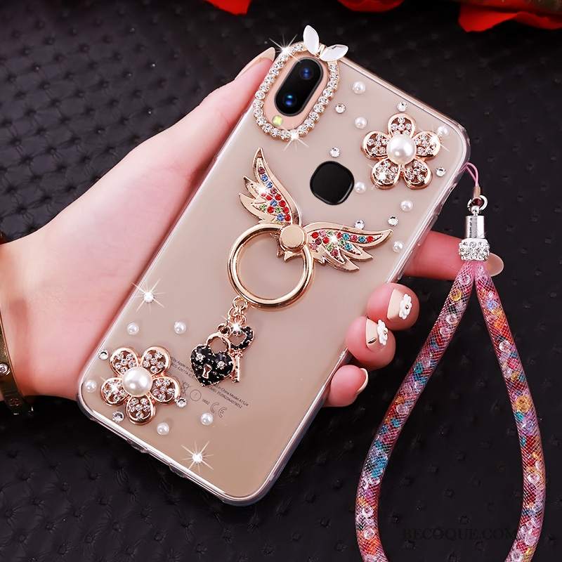 Futerał Huawei P Smart+ Ochraniacz Biały Ring, Etui Huawei P Smart+ Rhinestone Na Telefon