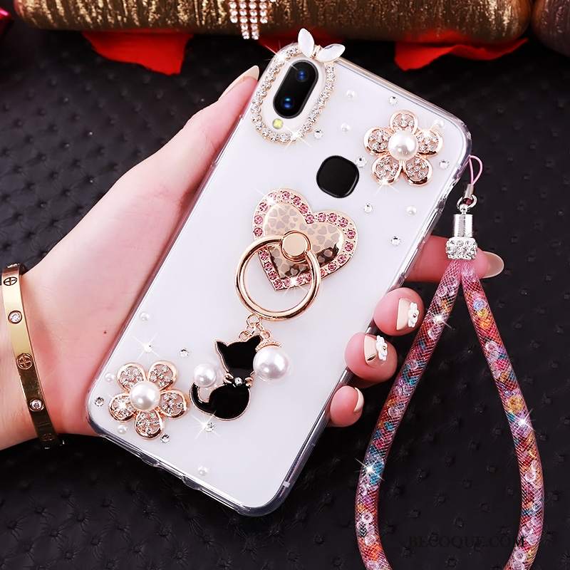 Futerał Huawei P Smart+ Ochraniacz Biały Ring, Etui Huawei P Smart+ Rhinestone Na Telefon