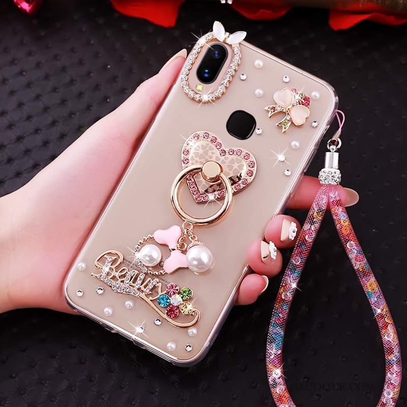 Futerał Huawei P Smart+ Ochraniacz Biały Ring, Etui Huawei P Smart+ Rhinestone Na Telefon