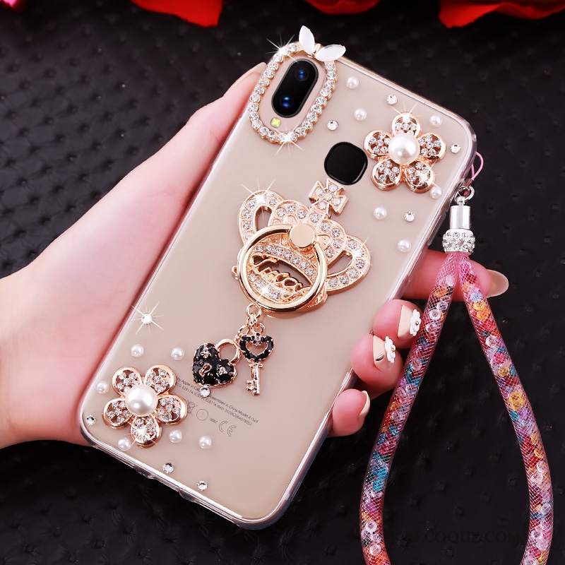 Futerał Huawei P Smart+ Ochraniacz Biały Ring, Etui Huawei P Smart+ Rhinestone Na Telefon