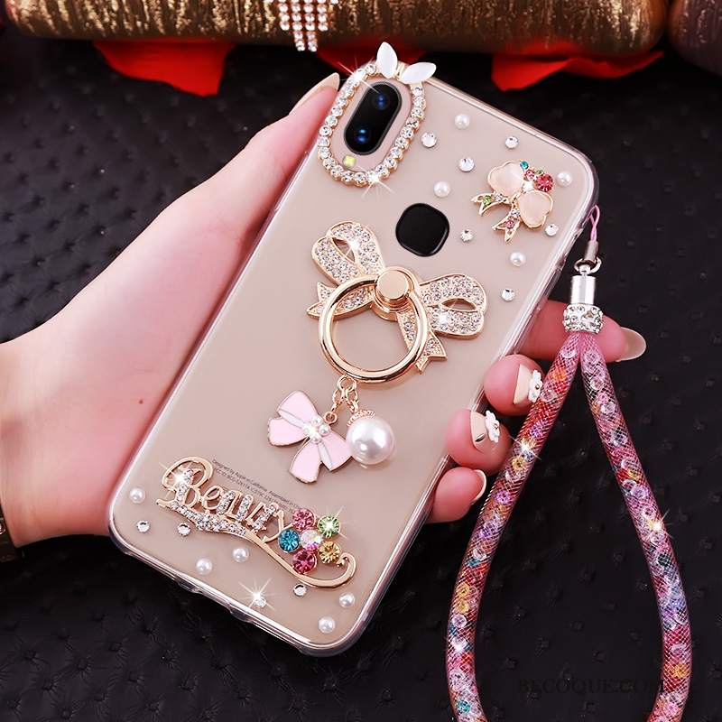 Futerał Huawei P Smart+ Ochraniacz Biały Ring, Etui Huawei P Smart+ Rhinestone Na Telefon