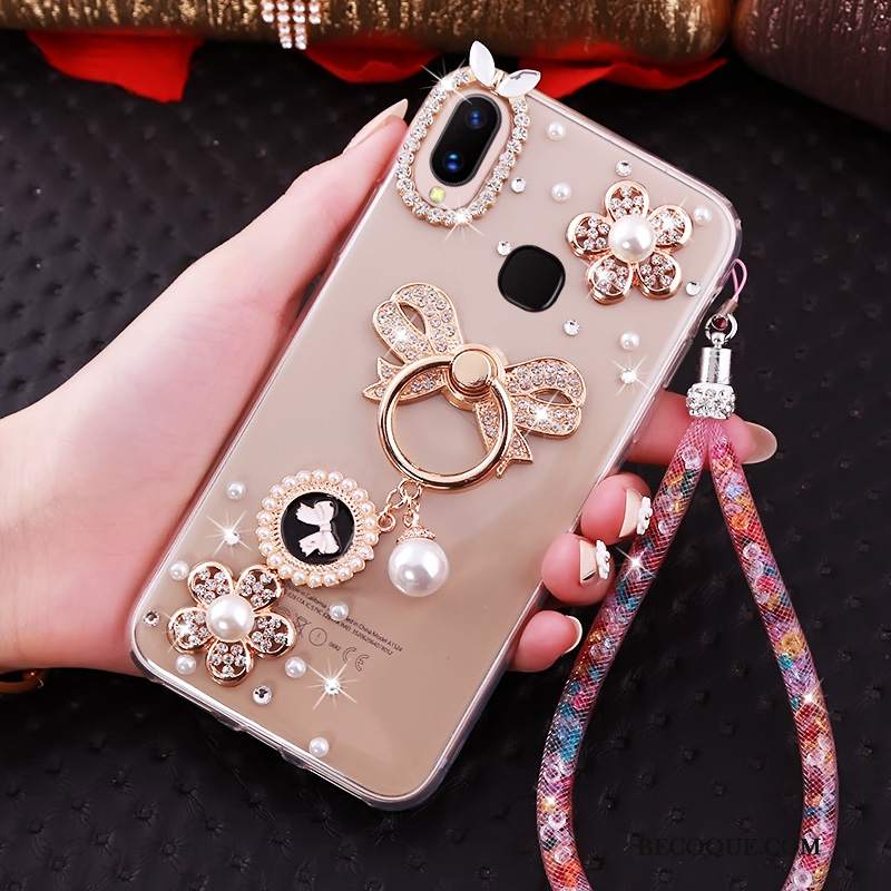 Futerał Huawei P Smart+ Ochraniacz Biały Ring, Etui Huawei P Smart+ Rhinestone Na Telefon