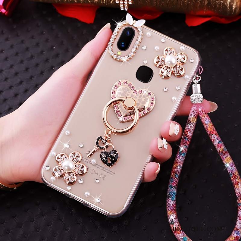 Futerał Huawei P Smart+ Ochraniacz Biały Ring, Etui Huawei P Smart+ Rhinestone Na Telefon