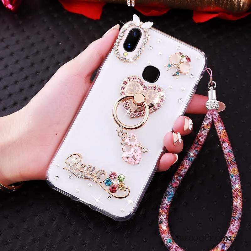 Futerał Huawei P Smart+ Ochraniacz Biały Ring, Etui Huawei P Smart+ Rhinestone Na Telefon