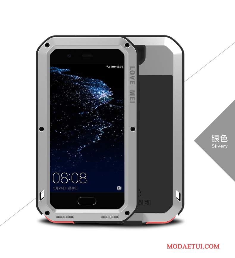 Futerał Huawei P10 Plus Metal Anti-fall Trzy Mechanizmy Obronne, Etui Huawei P10 Plus Ochraniacz Na Telefon Czerwony