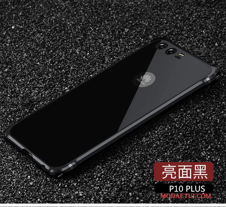 Futerał Huawei P10 Plus Metal Granica Czarny, Etui Huawei P10 Plus Ochraniacz Cienkie Proste
