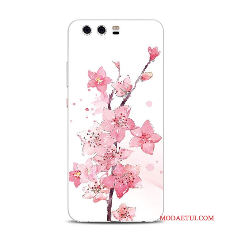 Futerał Huawei P10 Plus Miękki Różowe Ring, Etui Huawei P10 Plus Silikonowe Kwiaty Brzoskwinina Telefon