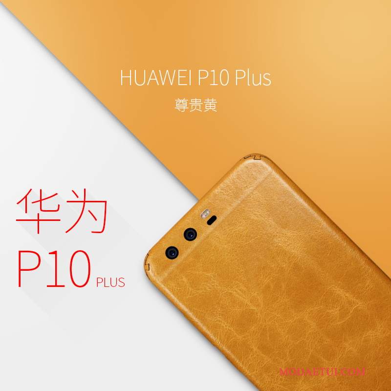 Futerał Huawei P10 Plus Skóra Cienkie Filmy, Etui Huawei P10 Plus Ochraniacz Na Telefon Żółty