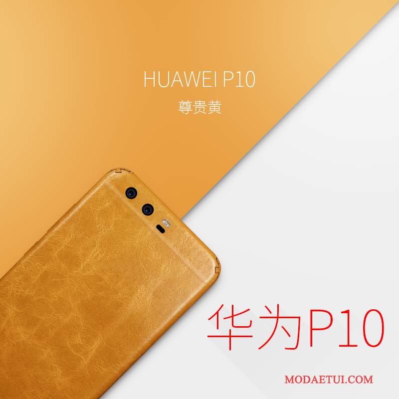 Futerał Huawei P10 Skóra Cienkie Żółty, Etui Huawei P10 Ochraniacz Filmyna Telefon