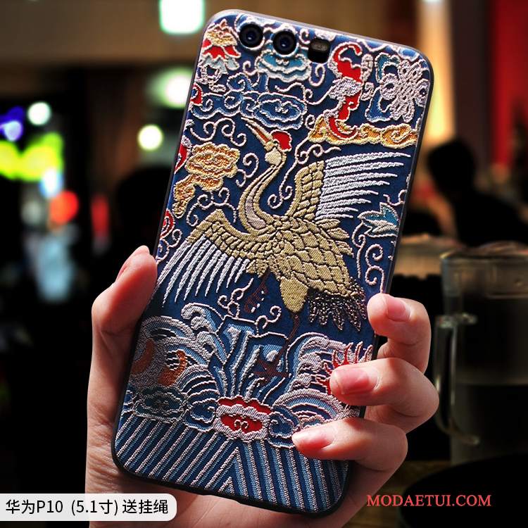 Futerał Huawei P10 Torby Etnicznyna Telefon, Etui Huawei P10 Silikonowe Chiński Styl Niebieski