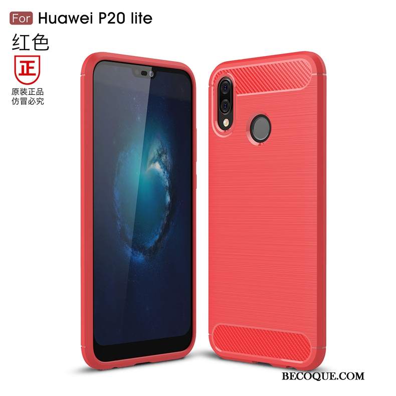 Futerał Huawei P20 Lite Ochraniacz Czerwony Jedwab, Etui Huawei P20 Lite Miękki Na Telefon Anti-fall