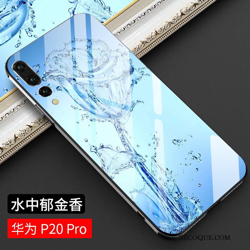 Futerał Huawei P20 Pro Moda Szkło Trudno, Etui Huawei P20 Pro Torby Modna Marka Niebieski