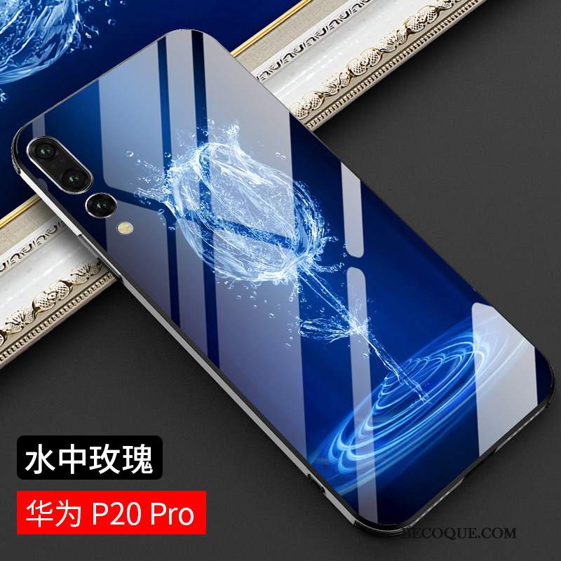 Futerał Huawei P20 Pro Moda Szkło Trudno, Etui Huawei P20 Pro Torby Modna Marka Niebieski