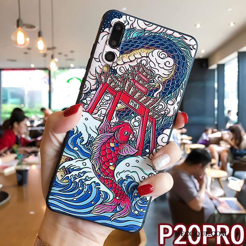 Futerał Huawei P20 Pro Torby Osobowość Ring, Etui Huawei P20 Pro Miękki Modna Marka Niebieski