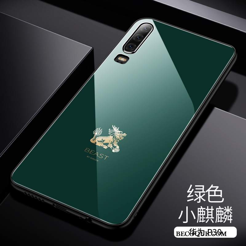 Futerał Huawei P30 Ochraniacz Lustro Modna Marka, Etui Huawei P30 Kreatywne Niebieski Szkło