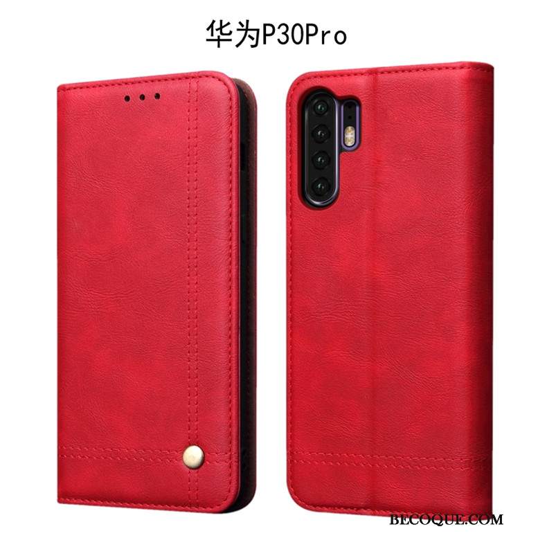 Futerał Huawei P30 Pro Skóra Ciemnona Telefon, Etui Huawei P30 Pro Pokrowce Anti-fall Biznes