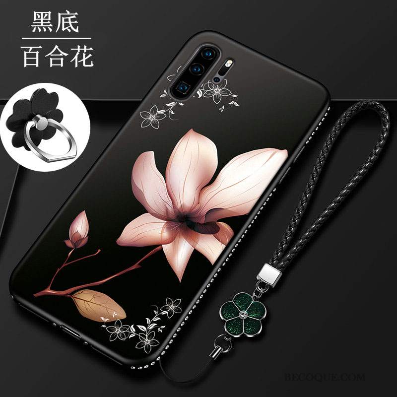 Futerał Huawei P30 Pro Torby Czerwony Anti-fall, Etui Huawei P30 Pro Silikonowe Nubuku Kwiaty