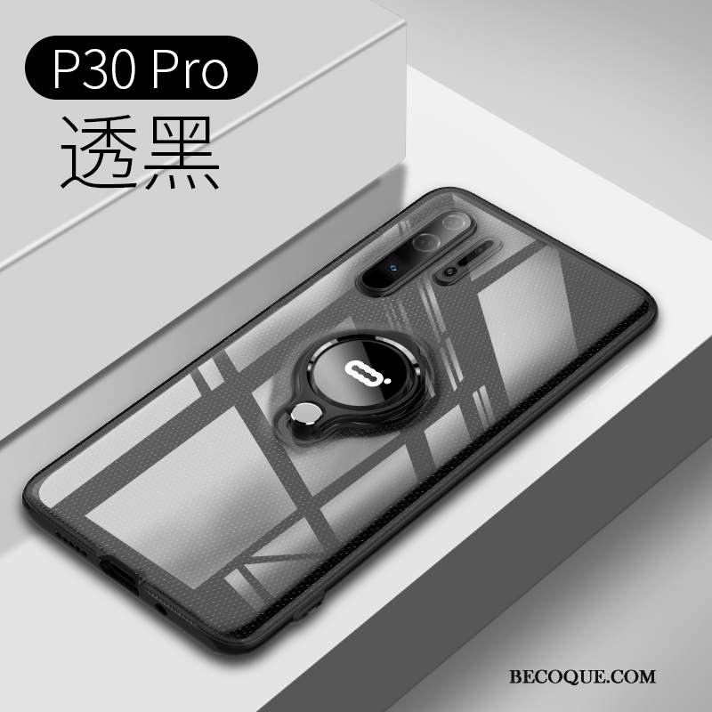 Futerał Huawei P30 Pro Torby Ring Czarny, Etui Huawei P30 Pro Miękki Na Telefon Przezroczysty