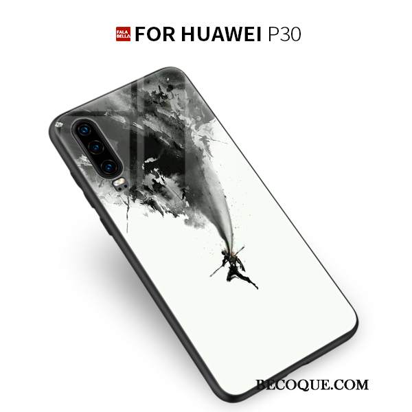 Futerał Huawei P30 Silikonowe Modna Marka Anti-fall, Etui Huawei P30 Kreatywne Czerwony Szkło