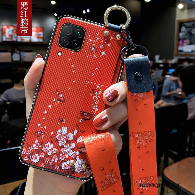 Futerał Huawei P40 Lite Silikonowe Na Telefon Anti-fall, Etui Huawei P40 Lite Kryształkami Czerwony