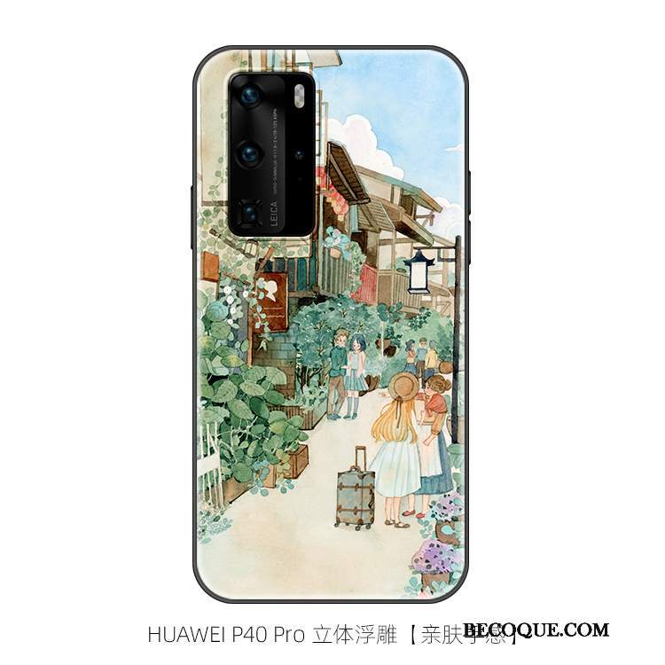 Futerał Huawei P40 Pro Kreskówka Świeży Piękny, Etui Huawei P40 Pro Miękki Niebieski Anti-fall