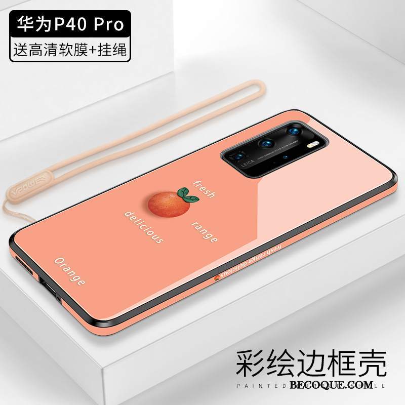 Futerał Huawei P40 Pro Ochraniacz Wiszące Ozdoby Pomarańczowy, Etui Huawei P40 Pro Prostena Telefon