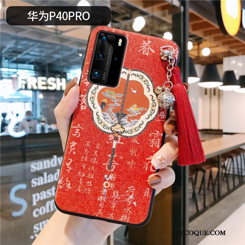 Futerał Huawei P40 Pro Ochraniacz Z Frędzlamina Telefon, Etui Huawei P40 Pro Vintage Różowe Chiński Styl