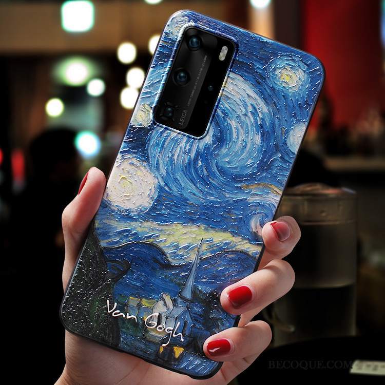 Futerał Huawei P40 Pro Torby Osobowość Niebieski, Etui Huawei P40 Pro Ochraniacz Sztuka Cienkie