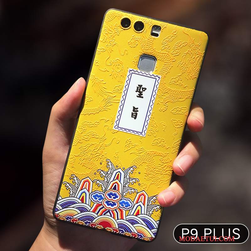 Futerał Huawei P9 Plus Ochraniacz Na Telefon Anti-fall, Etui Huawei P9 Plus Relief Cienkie Żółty