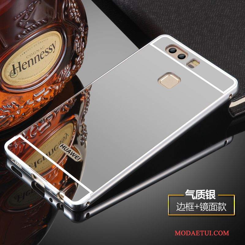 Futerał Huawei P9 Plus Relief Lustrona Telefon, Etui Huawei P9 Plus Metal Srebro Tylna Pokrywa