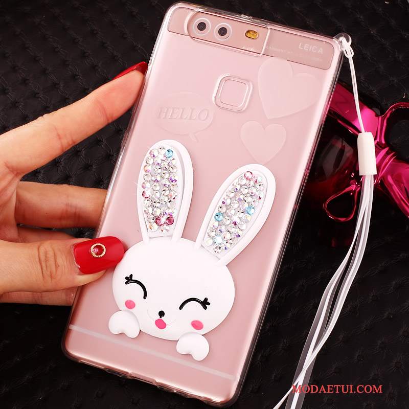 Futerał Huawei P9 Plus Rhinestone Purpurowy Cienkie, Etui Huawei P9 Plus Silikonowe Wiszące Ozdoby Anti-fall