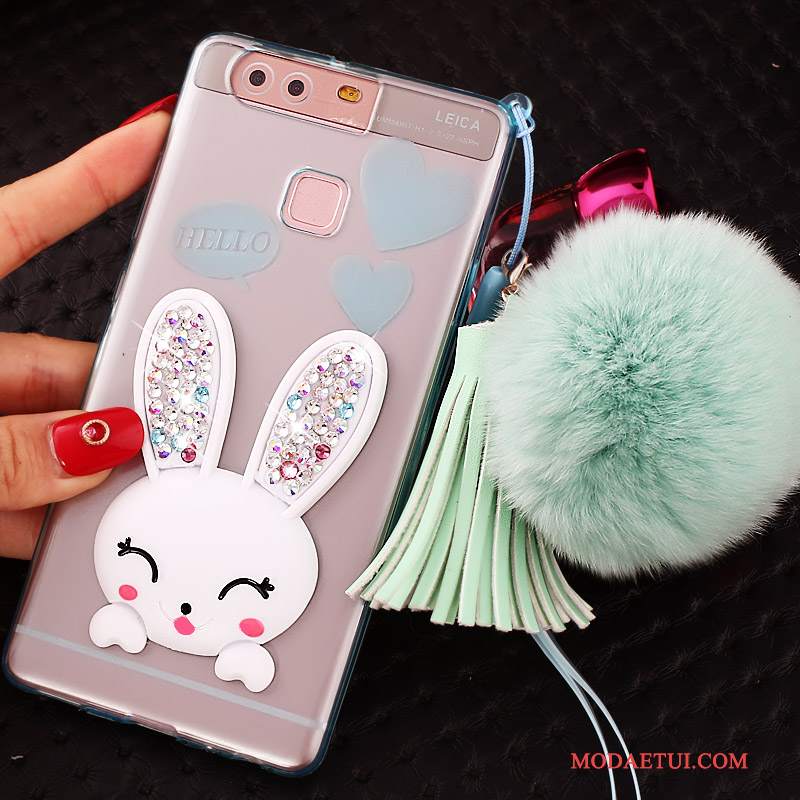 Futerał Huawei P9 Plus Rhinestone Purpurowy Cienkie, Etui Huawei P9 Plus Silikonowe Wiszące Ozdoby Anti-fall