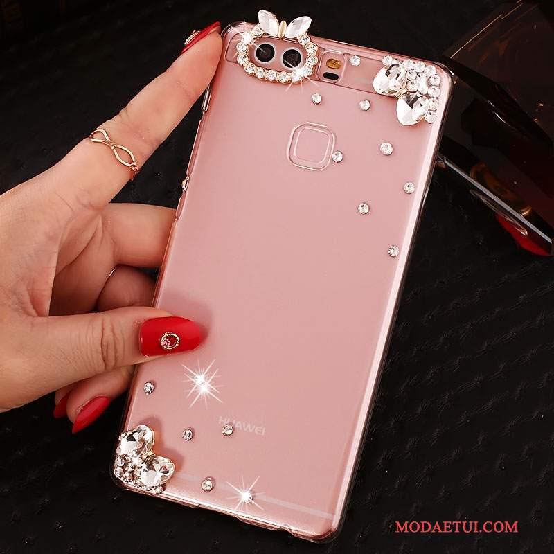 Futerał Huawei P9 Plus Rhinestone Różowena Telefon, Etui Huawei P9 Plus Ochraniacz Trudno Pu