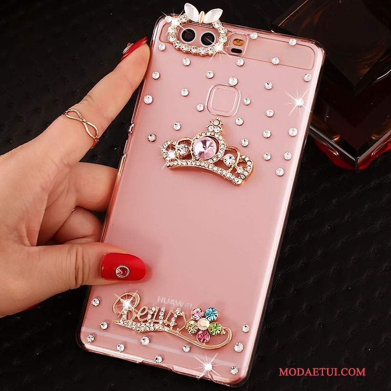 Futerał Huawei P9 Plus Rhinestone Różowena Telefon, Etui Huawei P9 Plus Ochraniacz Trudno Pu