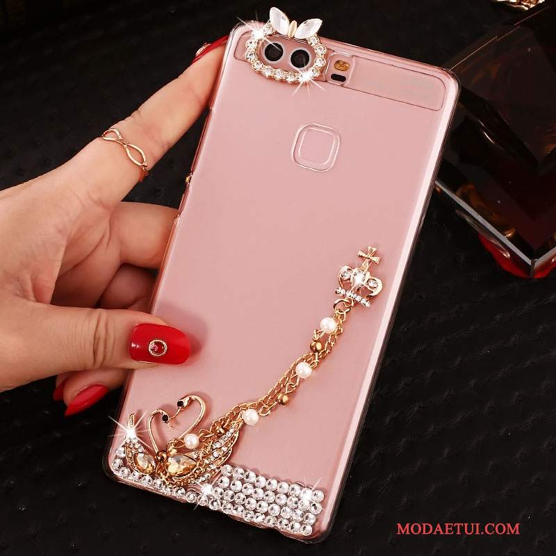 Futerał Huawei P9 Plus Rhinestone Różowena Telefon, Etui Huawei P9 Plus Ochraniacz Trudno Pu