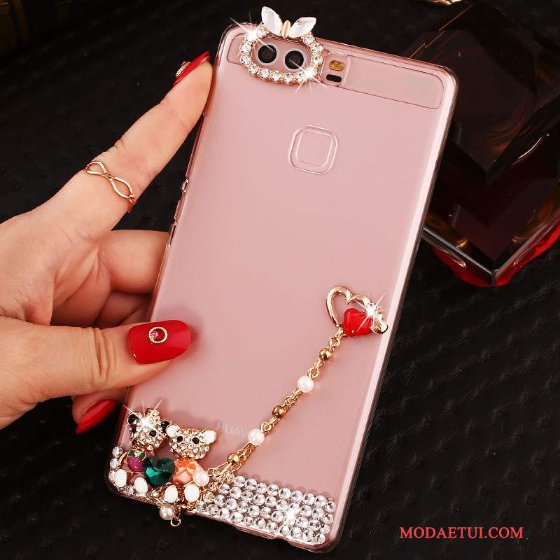 Futerał Huawei P9 Plus Rhinestone Różowena Telefon, Etui Huawei P9 Plus Ochraniacz Trudno Pu