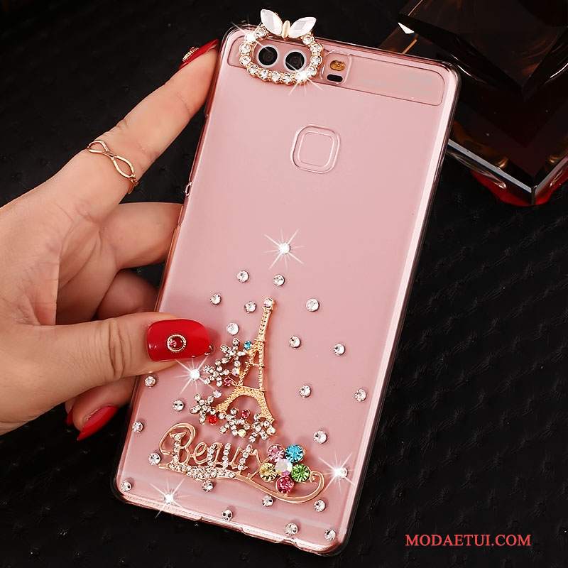 Futerał Huawei P9 Plus Rhinestone Różowena Telefon, Etui Huawei P9 Plus Ochraniacz Trudno Pu